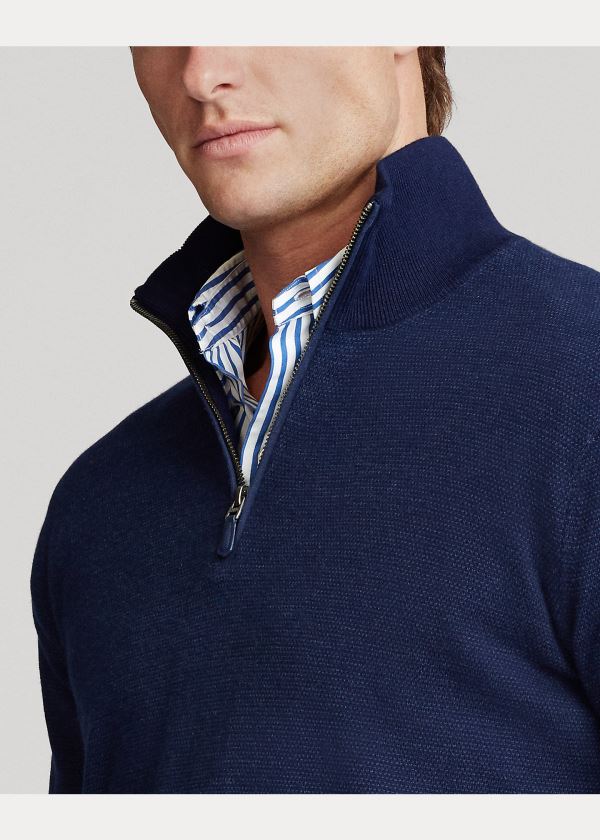 Ralph Lauren Birdseye Bavlněné-Blend Svetrové Tmavě Blankyt | BgSgUN4f