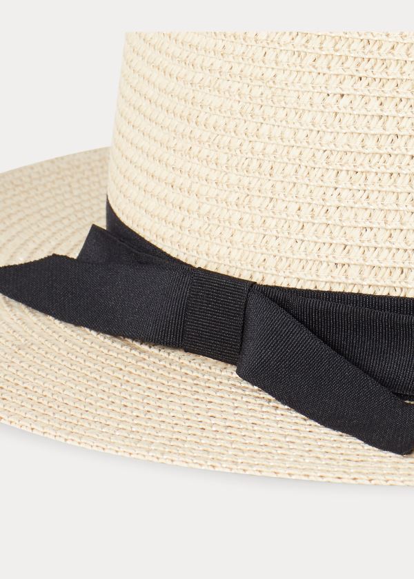 Ralph Lauren Bow Paper Fedora Krém Černé | ubqZSo8d