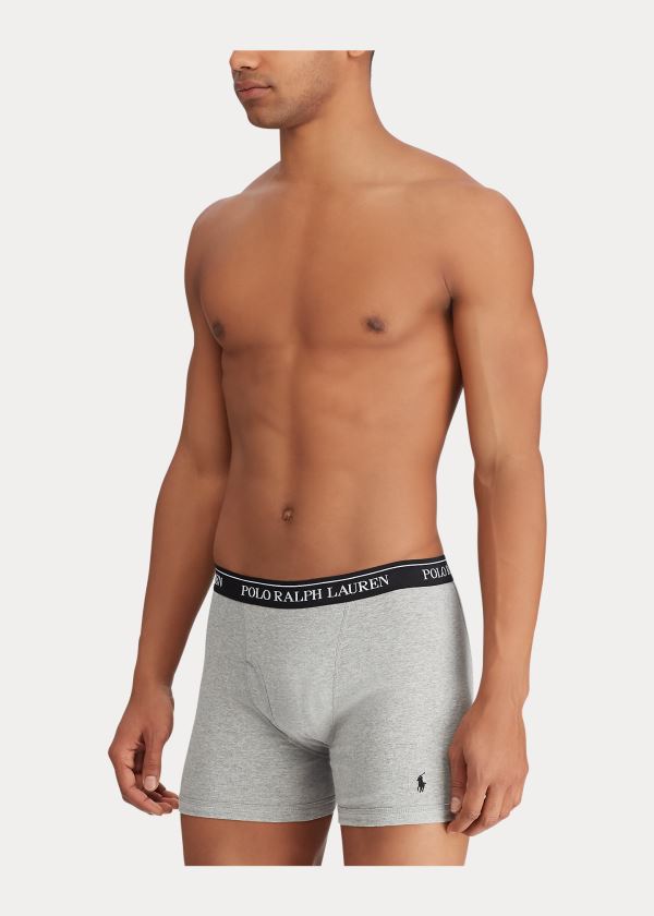 Ralph Lauren Boxerské Brief 3-Pack Šedé Tmavě Šedé Černé | WSRQ2e6D