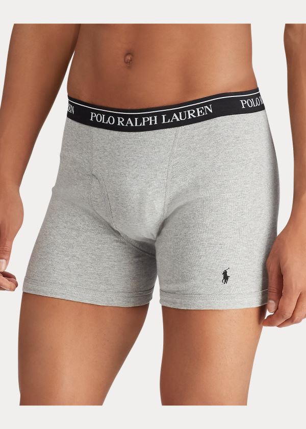 Ralph Lauren Boxerské Brief 3-Pack Šedé Tmavě Šedé Černé | WSRQ2e6D