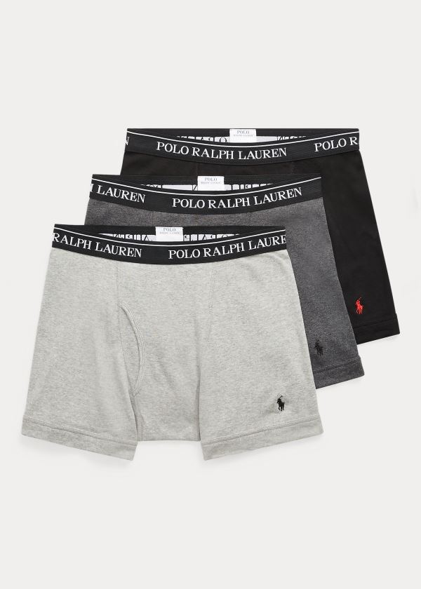 Ralph Lauren Boxerské Brief 3-Pack Šedé Tmavě Šedé Černé | WSRQ2e6D