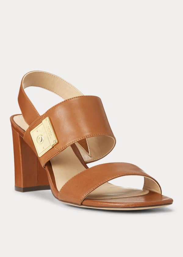 Ralph Lauren Braidan Læder Sandal Tmavě Hnědé | x7ExNWq9