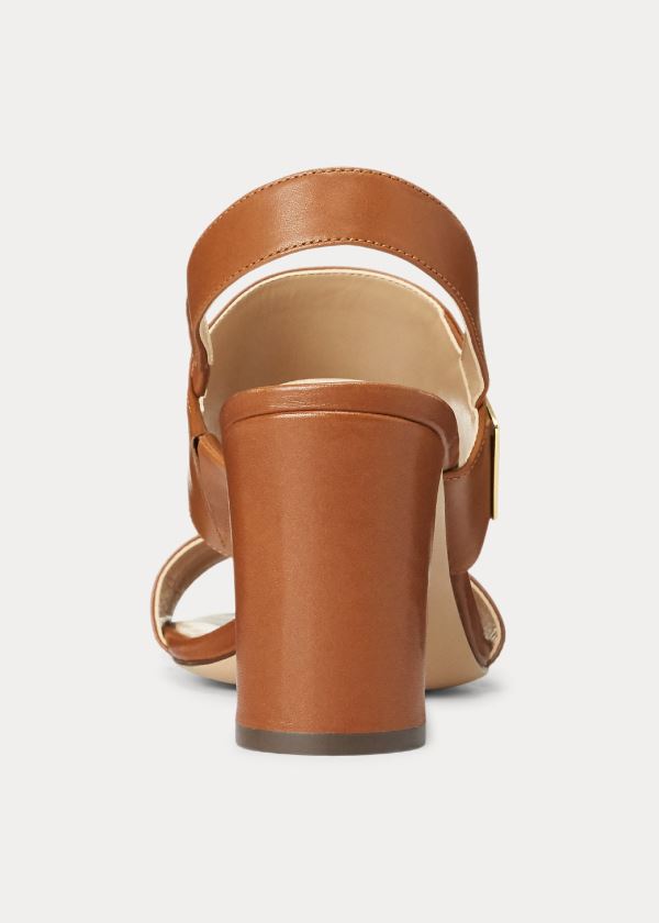 Ralph Lauren Braidan Læder Sandal Tmavě Hnědé | x7ExNWq9