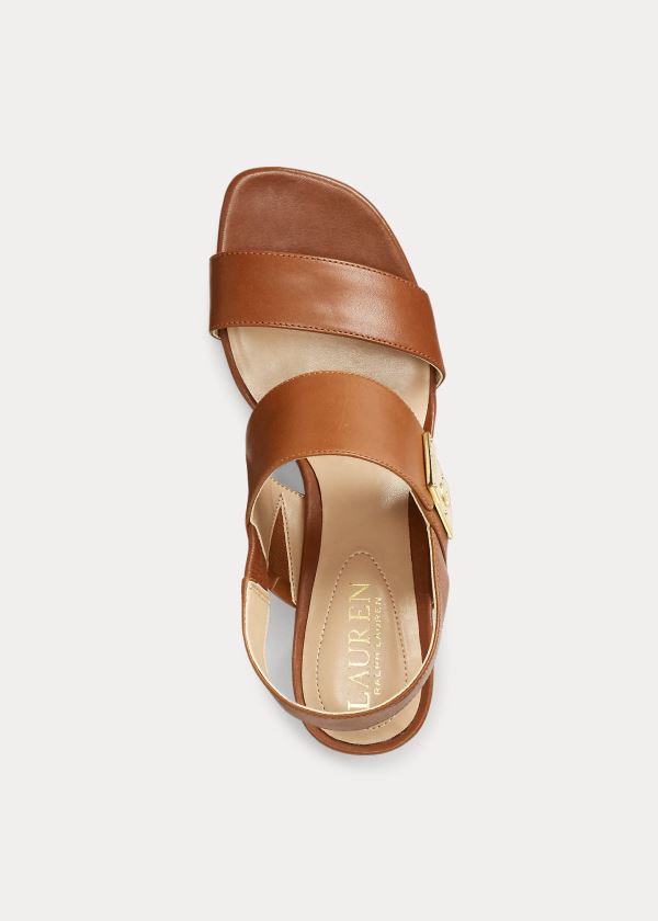 Ralph Lauren Braidan Læder Sandal Tmavě Hnědé | x7ExNWq9