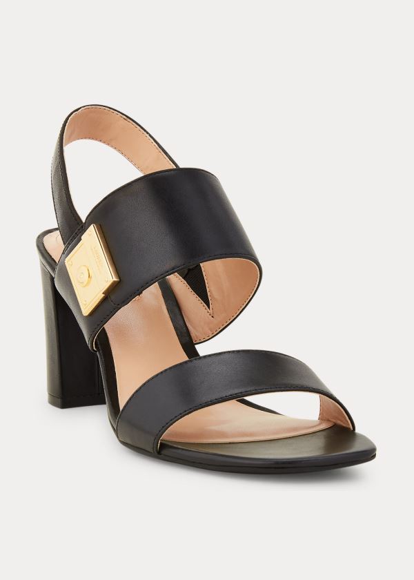 Ralph Lauren Braidan Læder Sandal Černé | 2HUGmaUd
