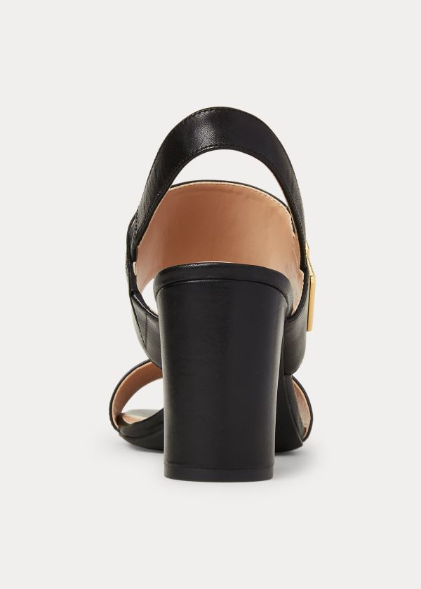 Ralph Lauren Braidan Læder Sandal Černé | 2HUGmaUd