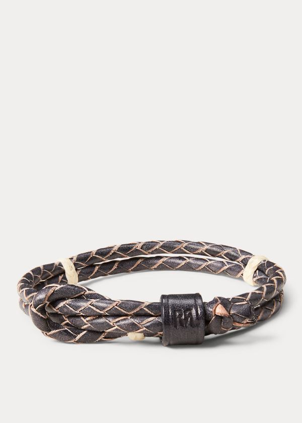 Ralph Lauren Braided Læder Cuff Hnědé | DKITEXeA