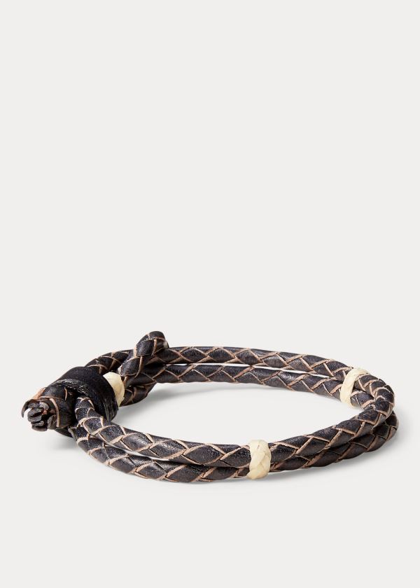 Ralph Lauren Braided Læder Cuff Hnědé | DKITEXeA