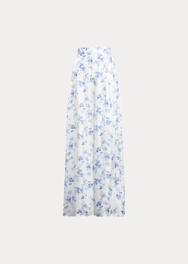 Ralph Lauren Brenda Floral Široké-Leg Pant Blankyt Bílé | YH3hJZOg