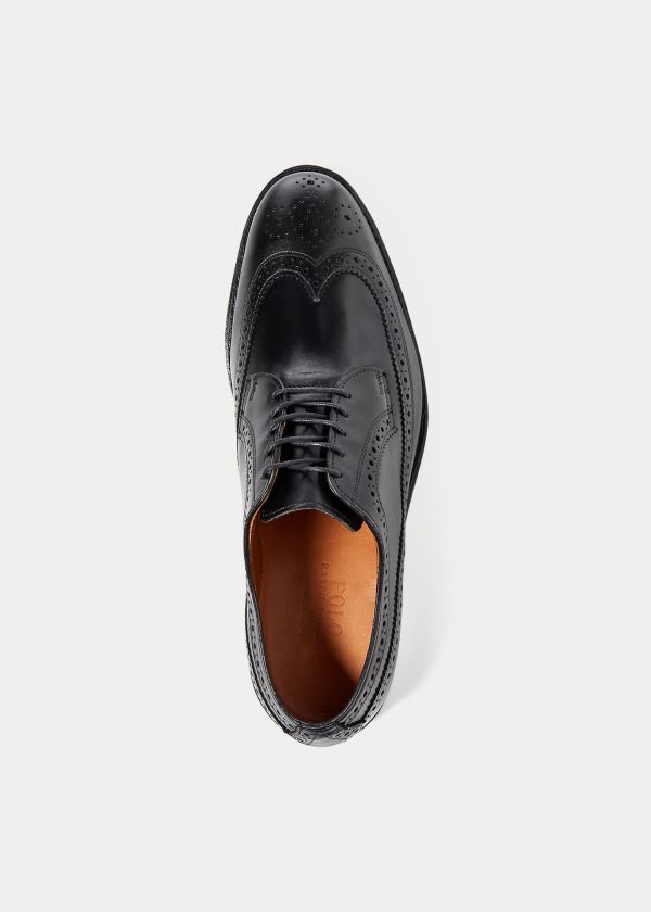 Ralph Lauren Brenton Læder Wingtip Černé | 1ZzVdKBf