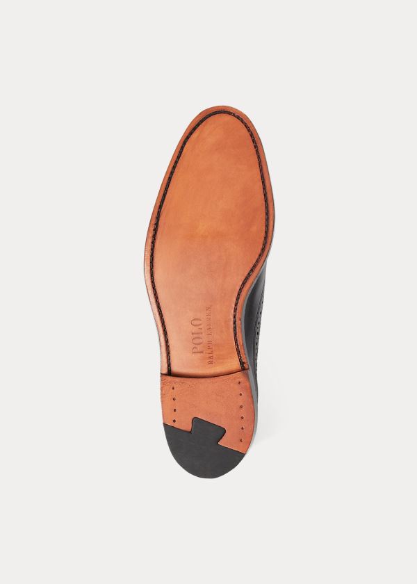 Ralph Lauren Brenton Læder Wingtip Černé | 1ZzVdKBf