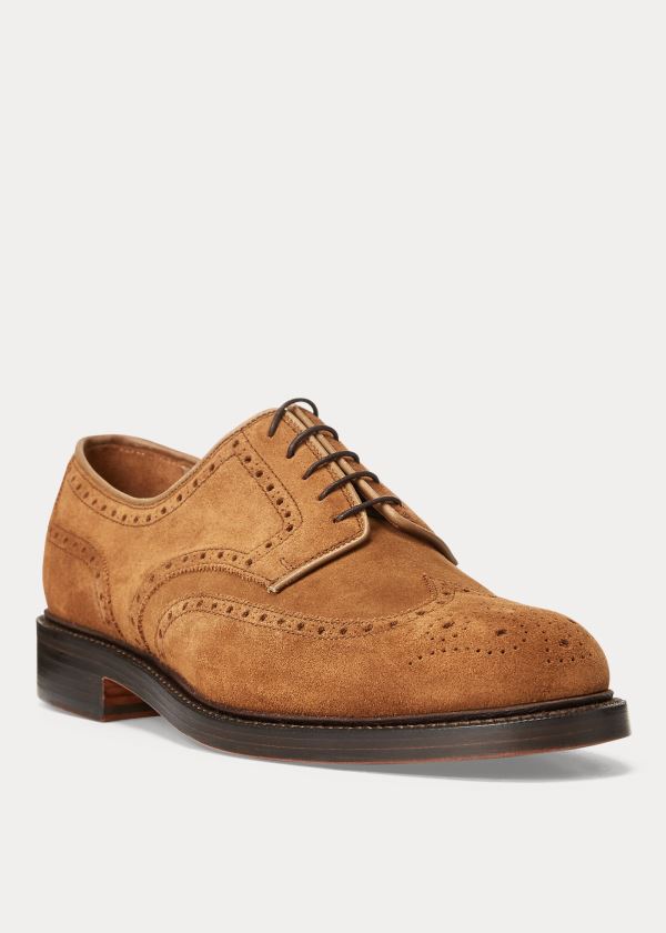 Ralph Lauren Brenton Semišové Wingtip Hnědé | RI7GACzD