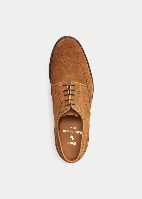 Ralph Lauren Brenton Semišové Wingtip Hnědé | RI7GACzD