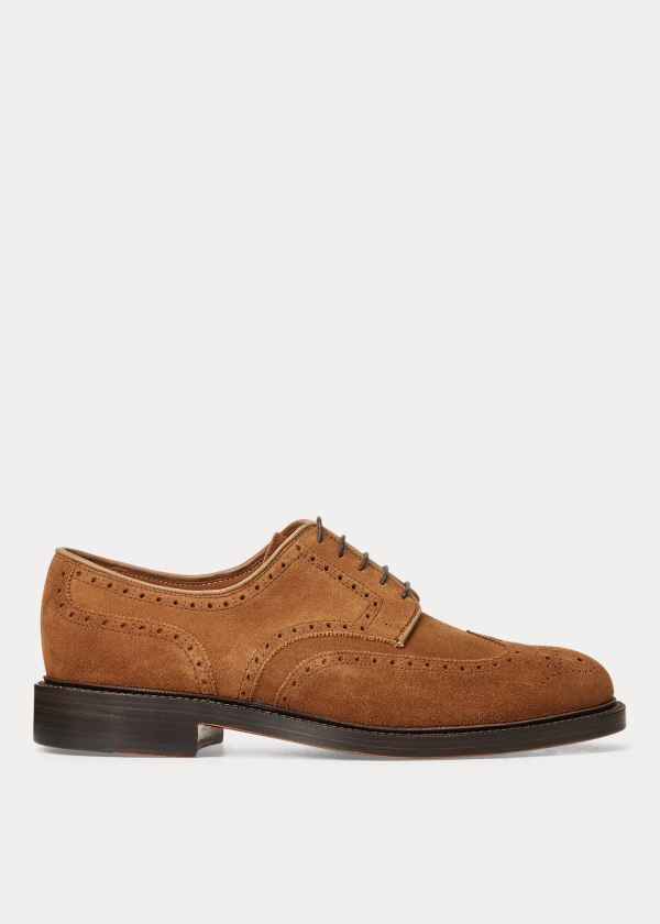 Ralph Lauren Brenton Semišové Wingtip Hnědé | RI7GACzD