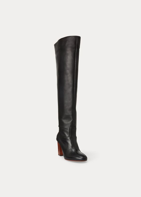 Ralph Lauren Brie Læder Boot Černé | nSQI8CrY