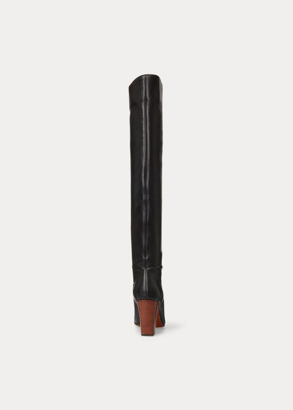Ralph Lauren Brie Læder Boot Černé | nSQI8CrY
