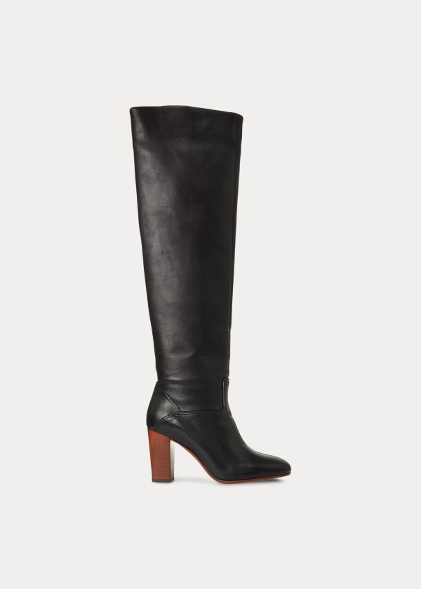 Ralph Lauren Brie Læder Boot Černé | nSQI8CrY