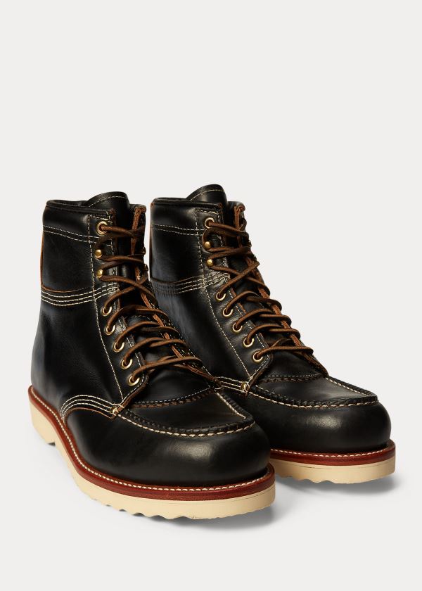 Ralph Lauren Brunel Læder Pracovní Boot Černé | rICREjfA