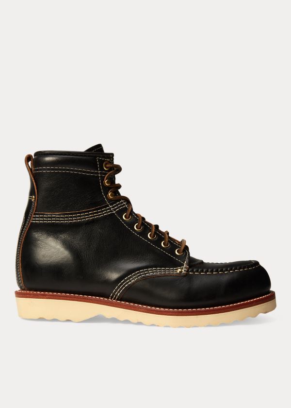 Ralph Lauren Brunel Læder Pracovní Boot Černé | rICREjfA