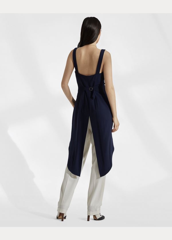 Ralph Lauren Bruno Wool Crepe Top Tmavě Blankyt | ZHVQKscz