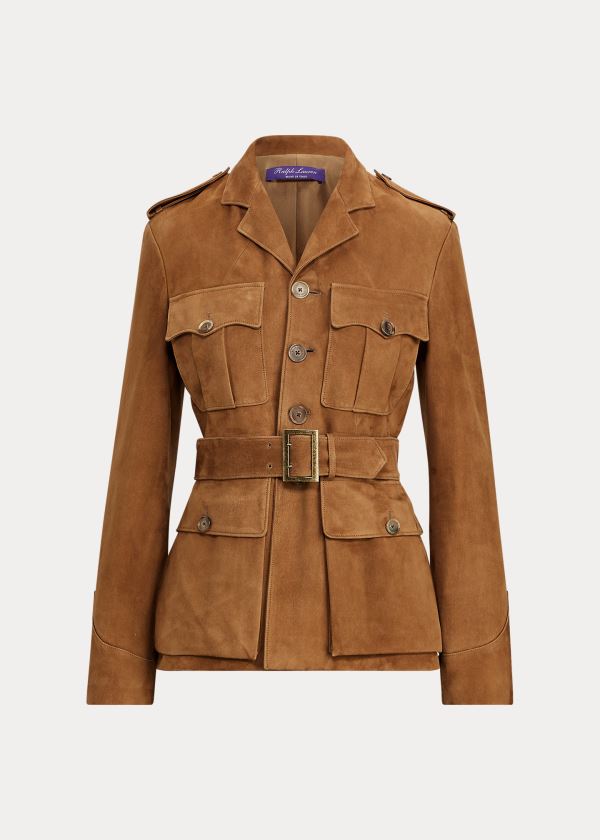 Ralph Lauren Bryn Belted Lamb-Semišové Jacket Hnědé | QAnkQ0pU