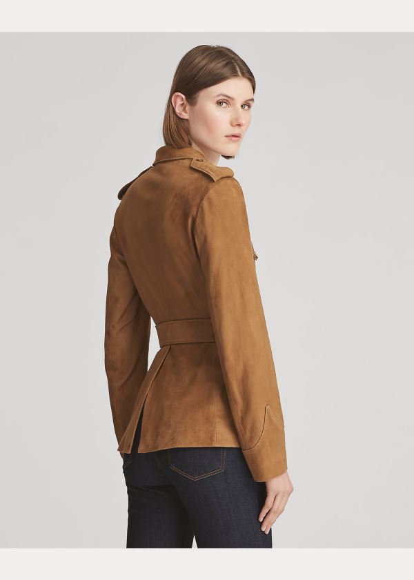 Ralph Lauren Bryn Belted Lamb-Semišové Jacket Hnědé | QAnkQ0pU