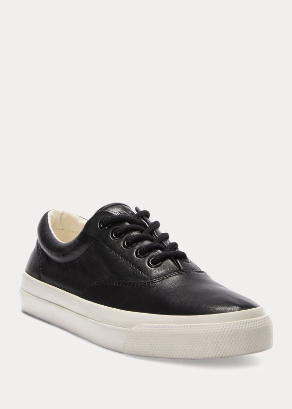 Ralph Lauren Bryn Læder Sneakers Černé | W7YkF9OX