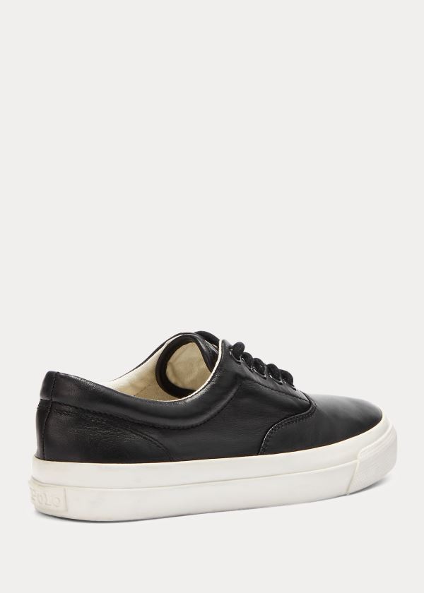 Ralph Lauren Bryn Læder Sneakers Černé | W7YkF9OX