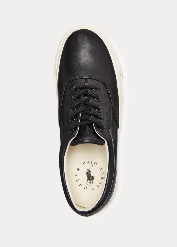 Ralph Lauren Bryn Læder Sneakers Černé | W7YkF9OX