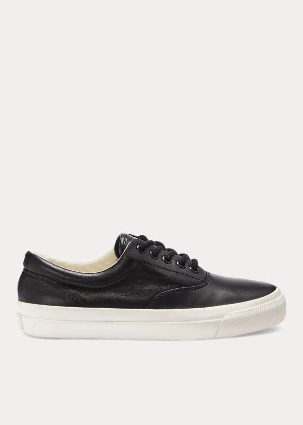 Ralph Lauren Bryn Læder Sneakers Černé | W7YkF9OX