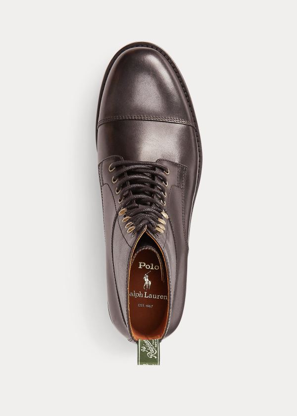 Ralph Lauren Bryson Cap-Špicí Læder Boot Tmavě Hnědé | V5bfDMmY