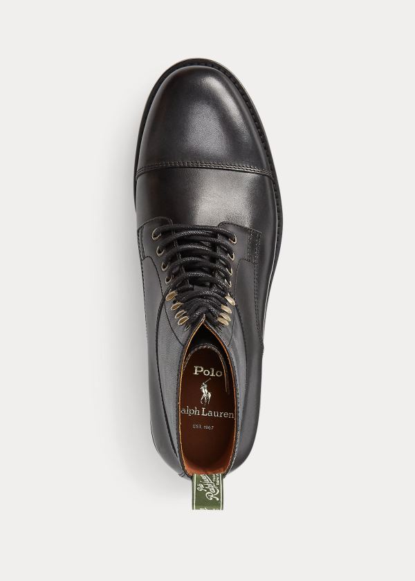 Ralph Lauren Bryson Cap-Špicí Læder Boot Černé | YretgNZj