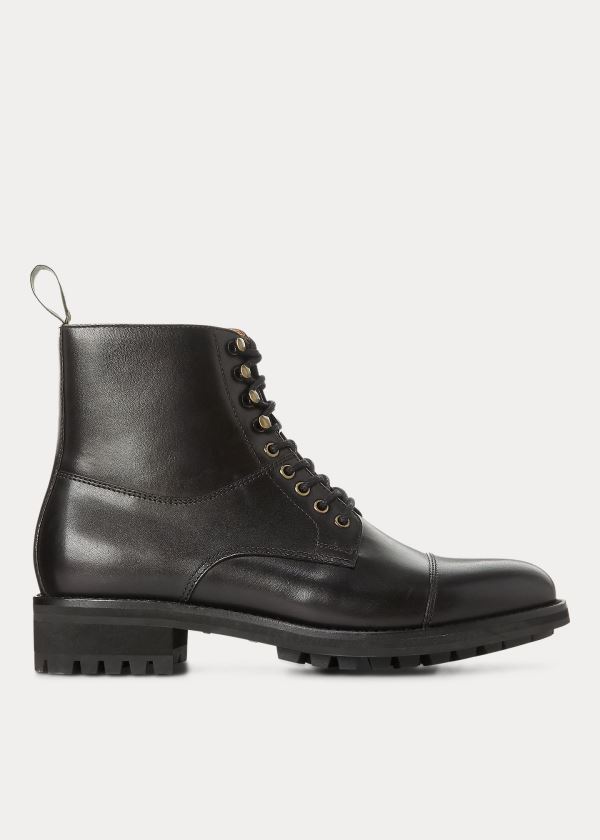 Ralph Lauren Bryson Cap-Špicí Læder Boot Černé | YretgNZj