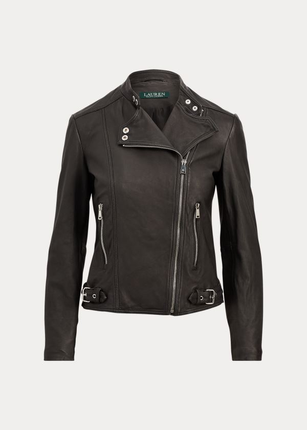Ralph Lauren Burnished Læder Cyklistické Jacket Černé | Ulq88EpO