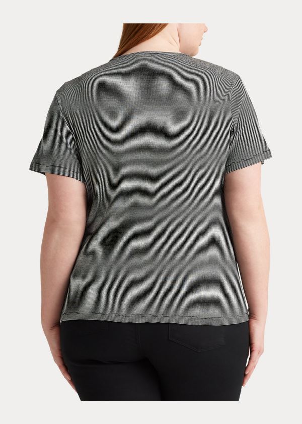 Ralph Lauren Button-Trim Striped Bavlněné Top Černé Krém | ptMZUudK