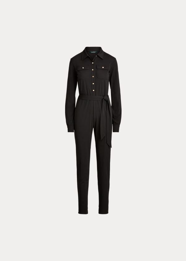 Ralph Lauren Buttoned Jersey Jumpsuit Černé | QpvUHXI6