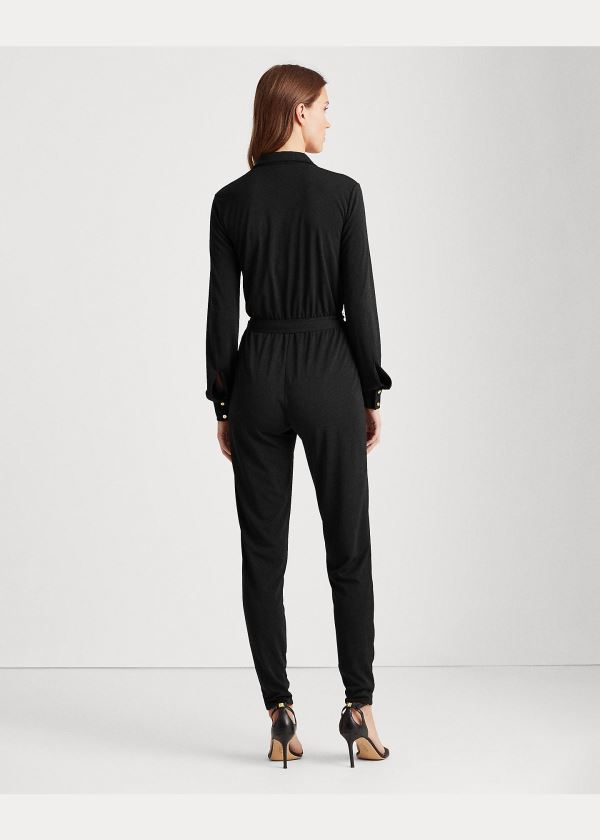 Ralph Lauren Buttoned Jersey Jumpsuit Černé | QpvUHXI6
