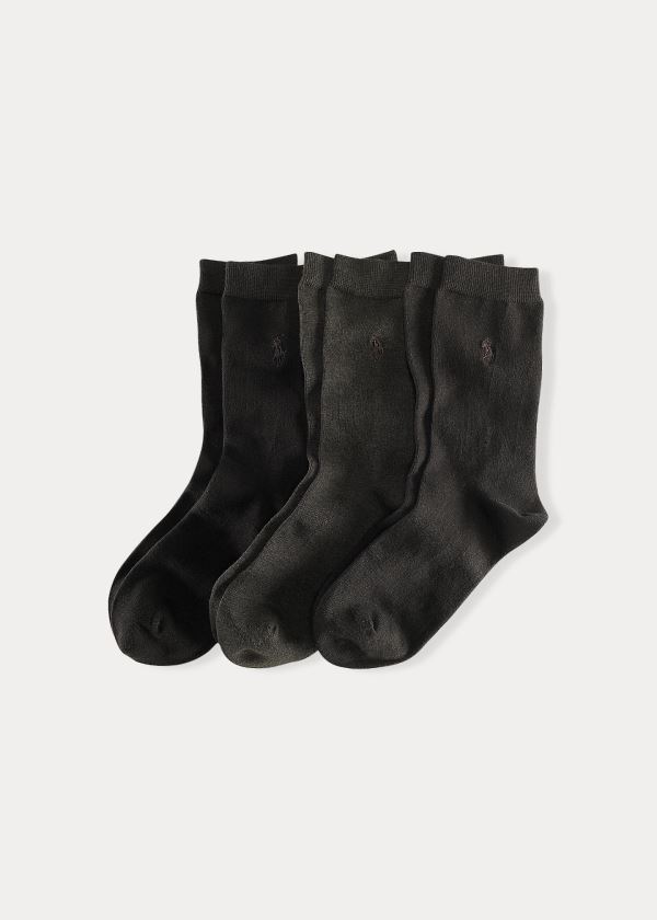 Ralph Lauren Byty Knit Crew Sock 3-Pack Hnědé | HQFmWI0N