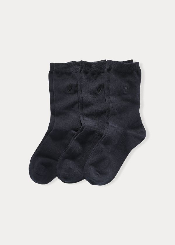 Ralph Lauren Byty Knit Crew Sock 3-Pack Černé | OBgvwMDi
