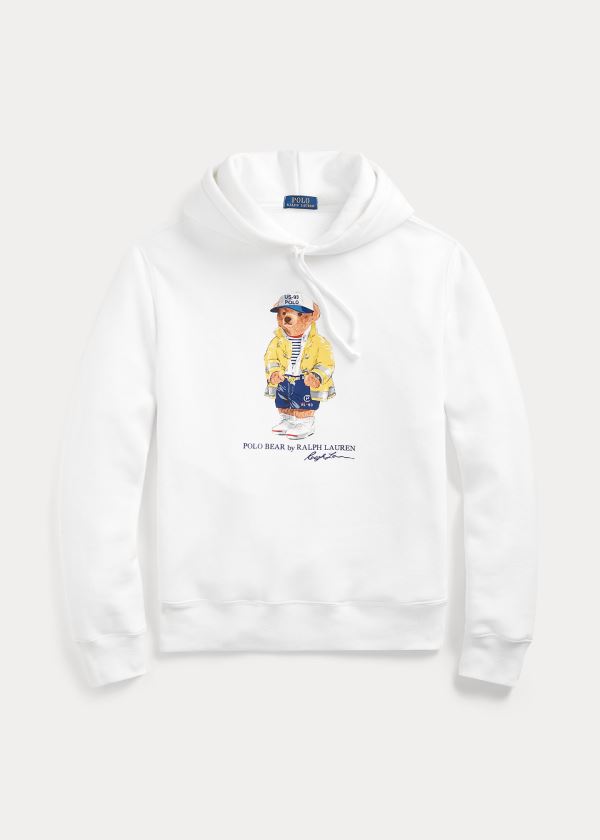 Ralph Lauren CP-93 Bear Fleece Hoodie Bílé | 10495Opk