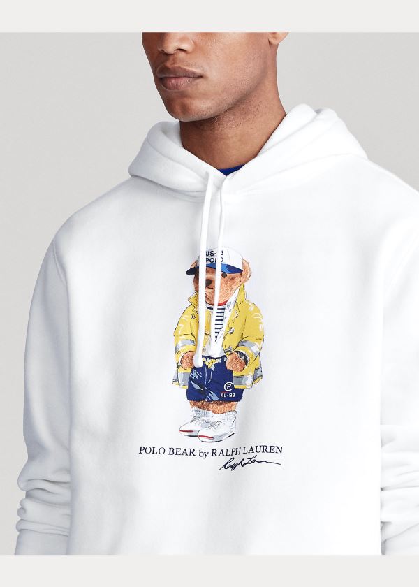Ralph Lauren CP-93 Bear Fleece Hoodie Bílé | 10495Opk