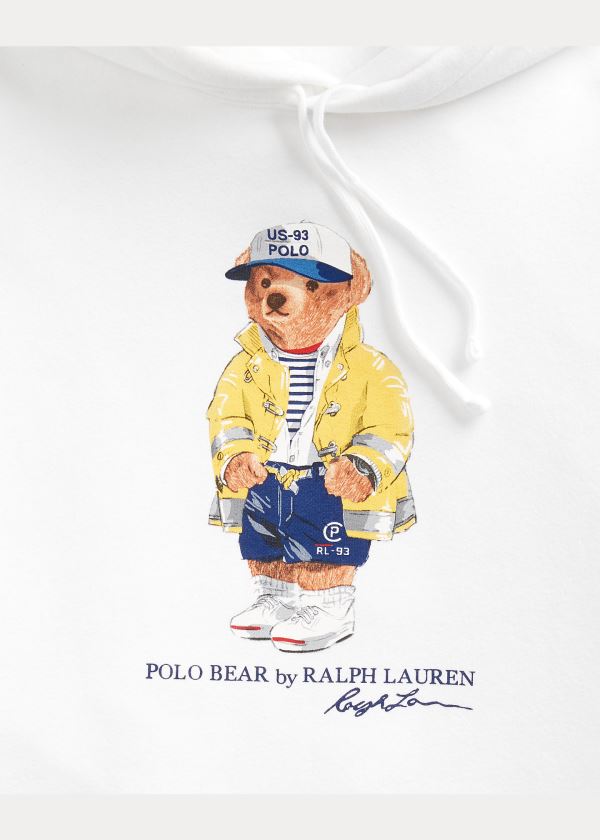 Ralph Lauren CP-93 Bear Fleece Hoodie Bílé | 10495Opk