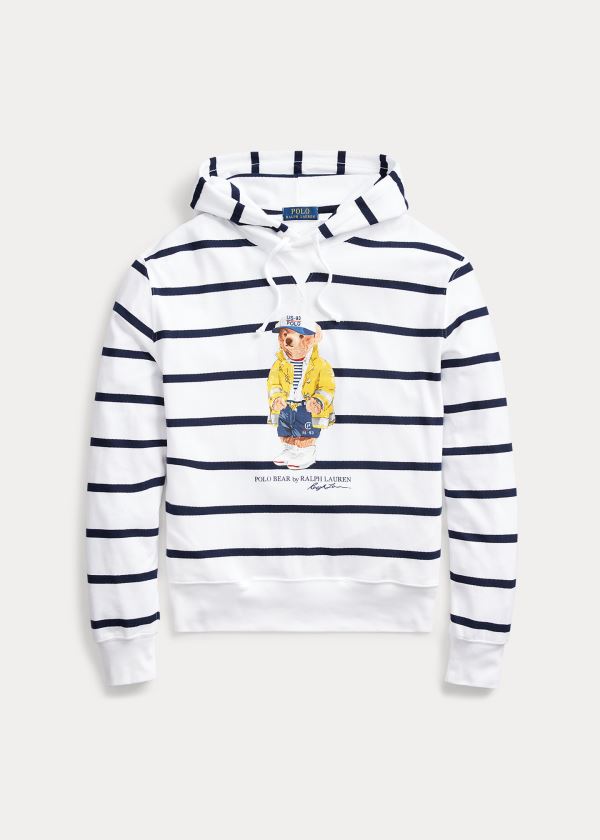 Ralph Lauren CP-93 Bear Mesh Hoodie Bílé Tmavě Blankyt | 4InihE9s