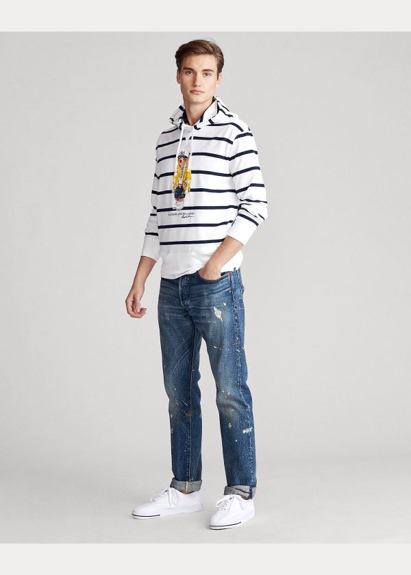Ralph Lauren CP-93 Bear Mesh Hoodie Bílé Tmavě Blankyt | 4InihE9s