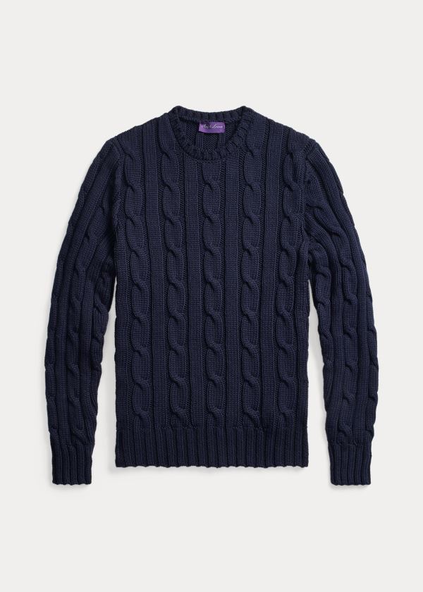 Ralph Lauren Cable Bavlněné-Blend Svetrové Tmavě Blankyt | HYwLFsOv