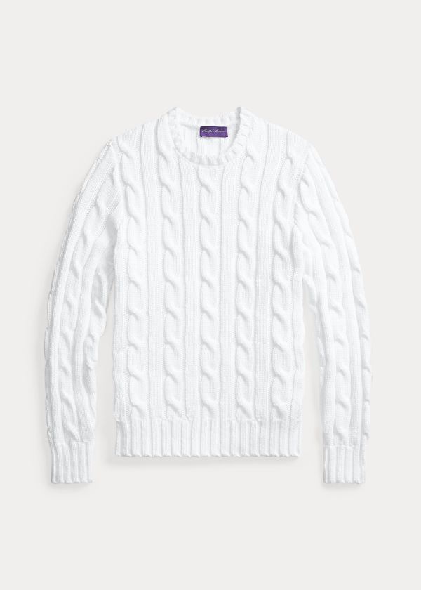 Ralph Lauren Cable Bavlněné-Blend Svetrové Bílé | n0AdKi5S