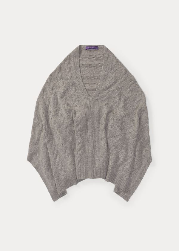 Ralph Lauren Cable Cashmere Poncho Scarf Šedé | XG6lvp0y