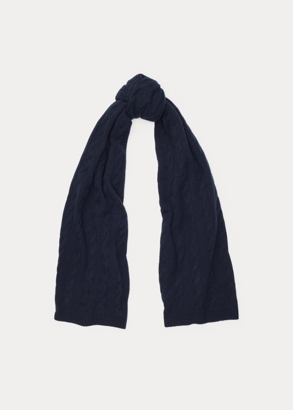 Ralph Lauren Cable Cashmere Scarf Tmavě Blankyt | cNe06ajj