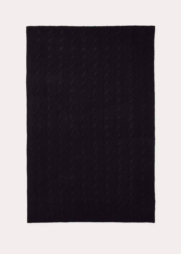 Ralph Lauren Cable Cashmere Scarf Černé | mtnibCY7
