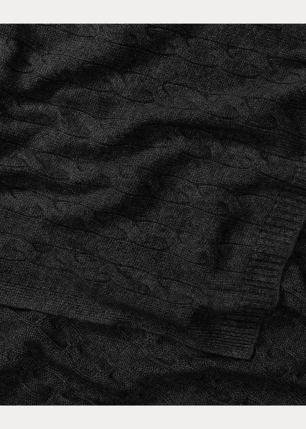 Ralph Lauren Cable Cashmere Scarf Černé | mtnibCY7